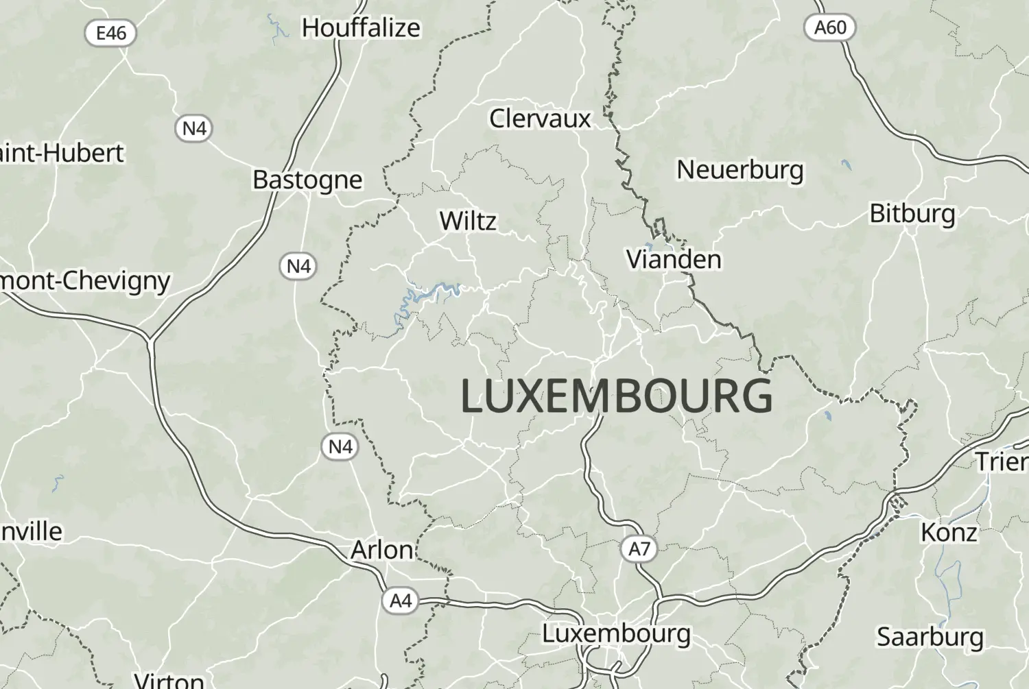 Route map: Bronnen van de Sure — Luxembourg · Belgium