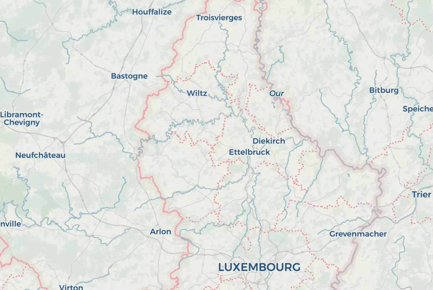 Route map: Bronnen van de Sure — Luxembourg · Belgium