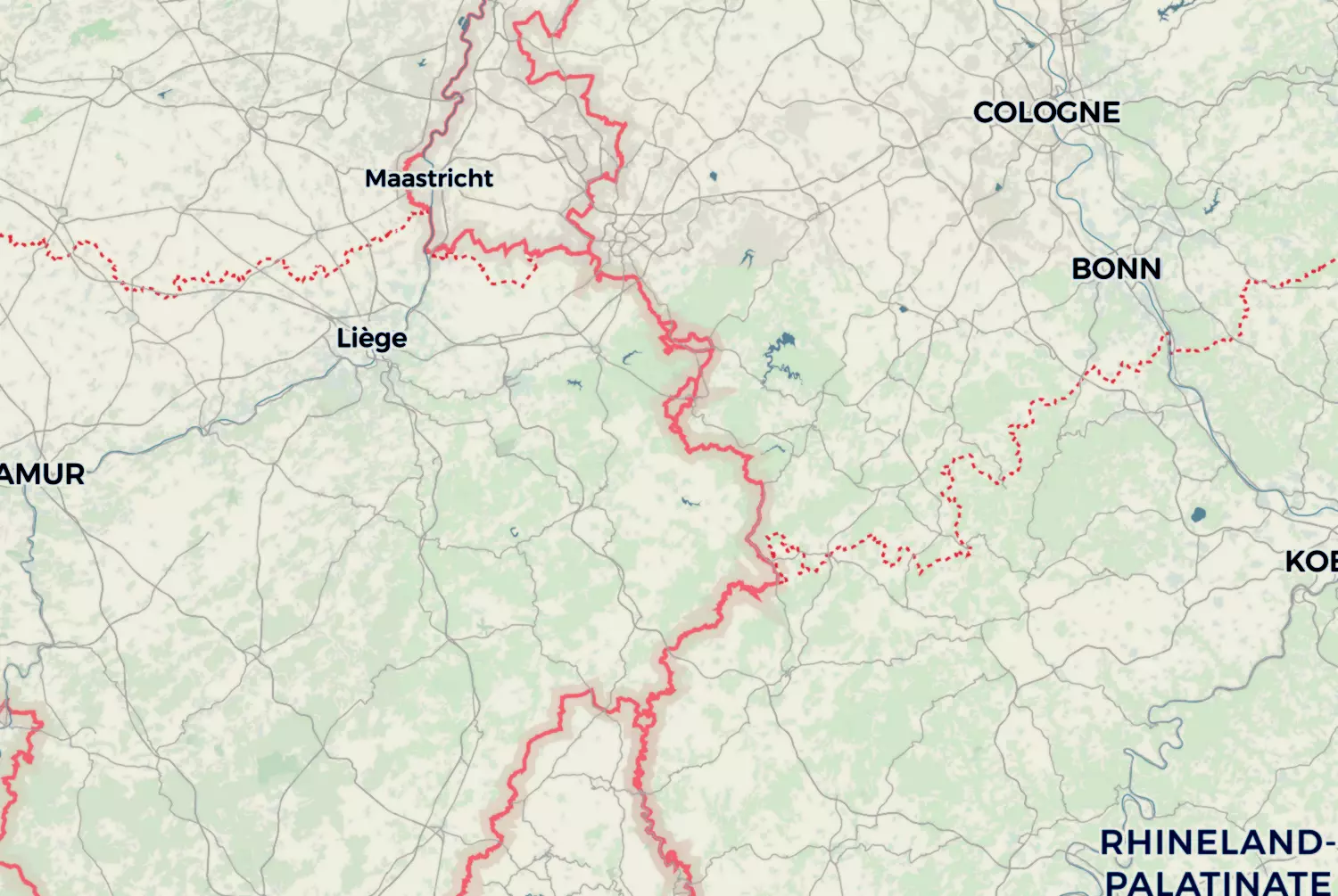 Route map: De Oostkantons (2010) — Liège · Belgium