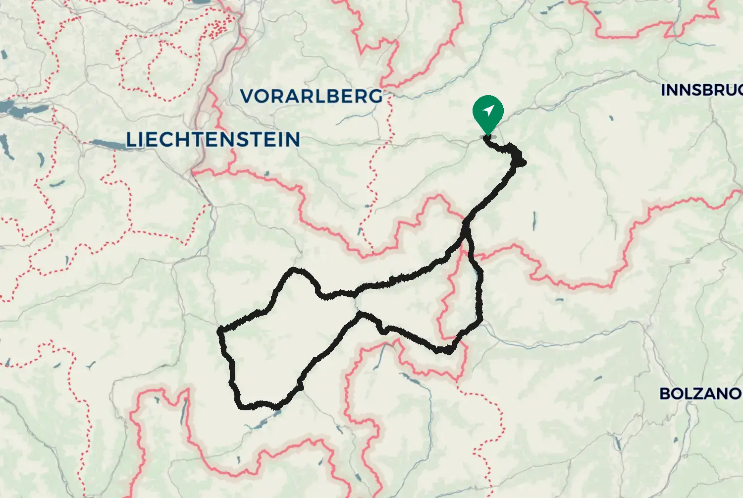 Route map: Vier Pässe Tour in 3 Länder — Tyrol · Austria