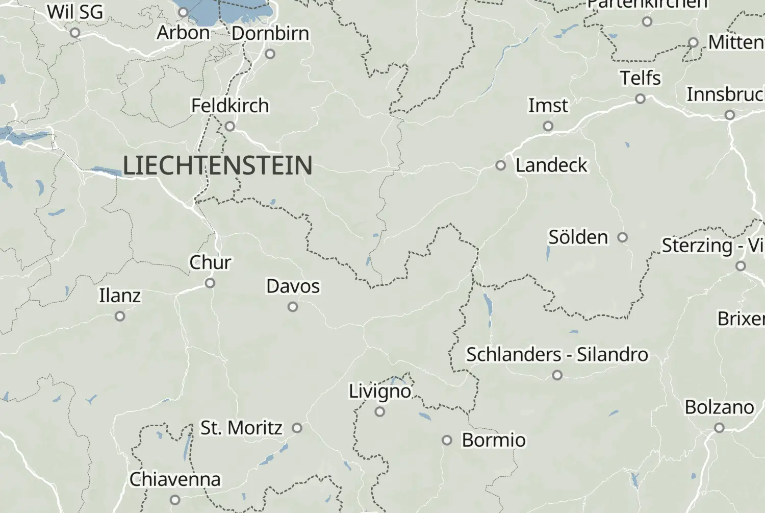 Route map: Davos, Albula und Ofenpass — Tyrol · Austria