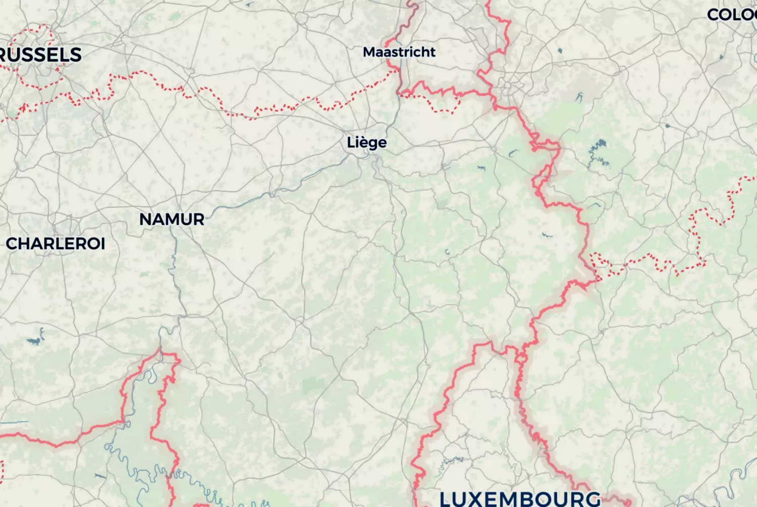 Route map: Waremme - Bastogne — Liège · Belgium