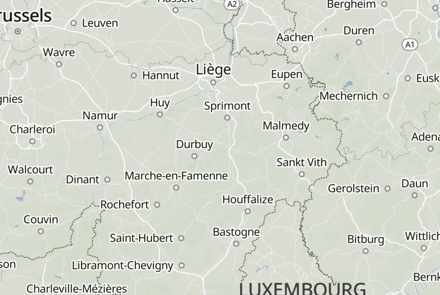Route map: Waremme - Bastogne — Liège · Belgium