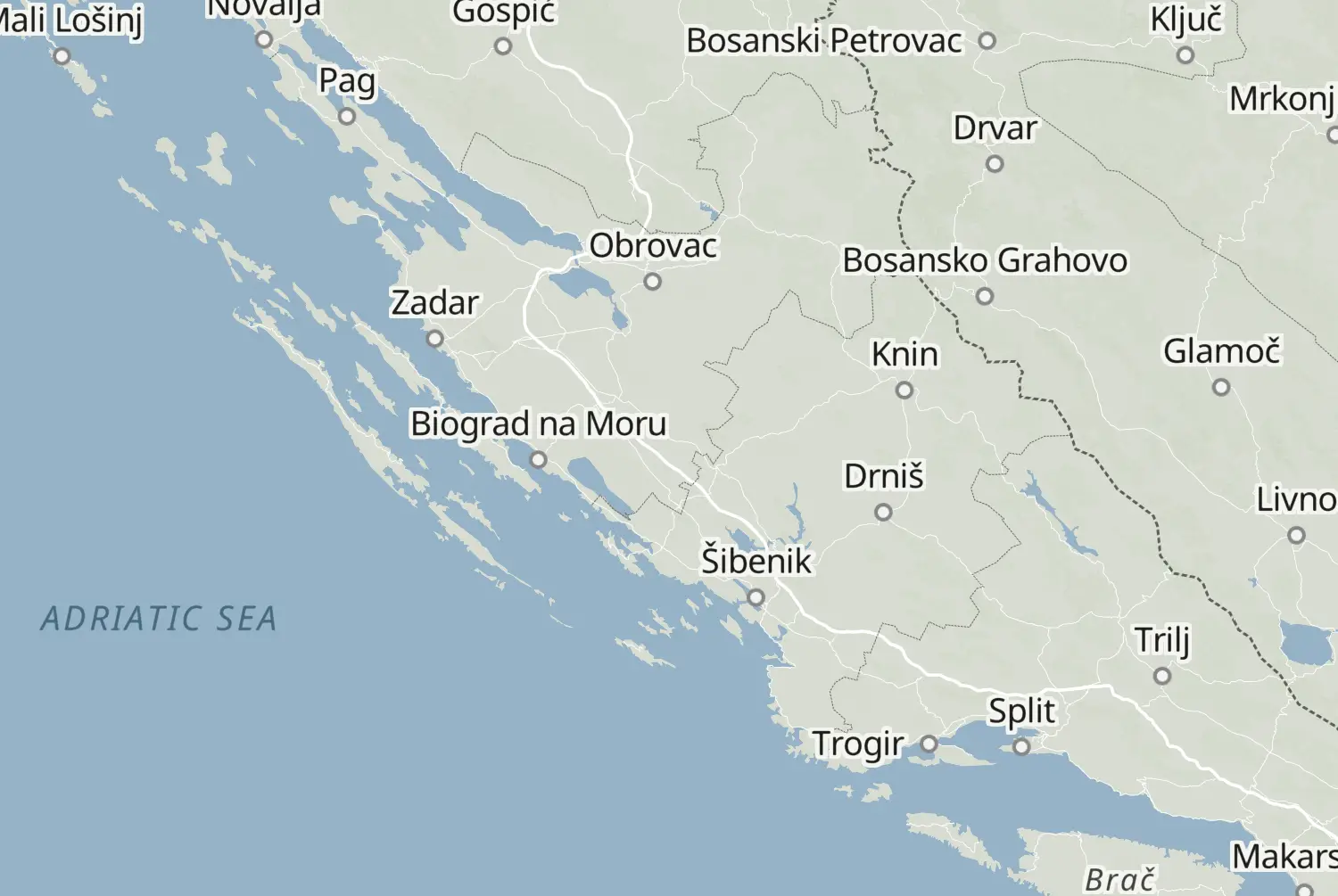 Route map: Kroatië — Dag 1 — Split-Dalmatia County · Croatia