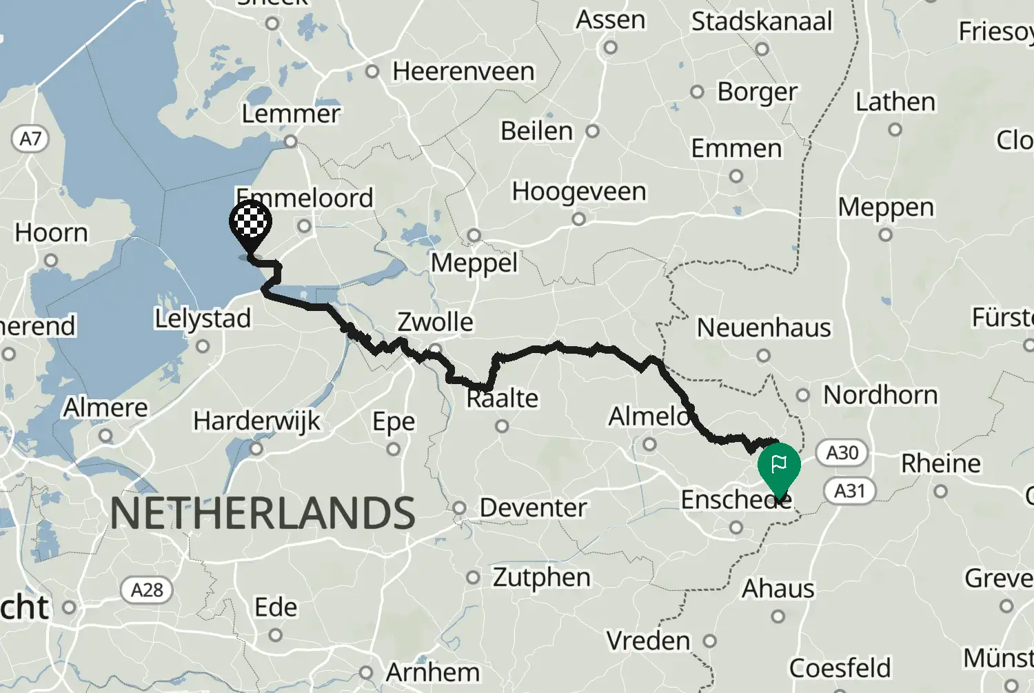 Route map: Track-Losser - Urk — Overijssel · Netherlands