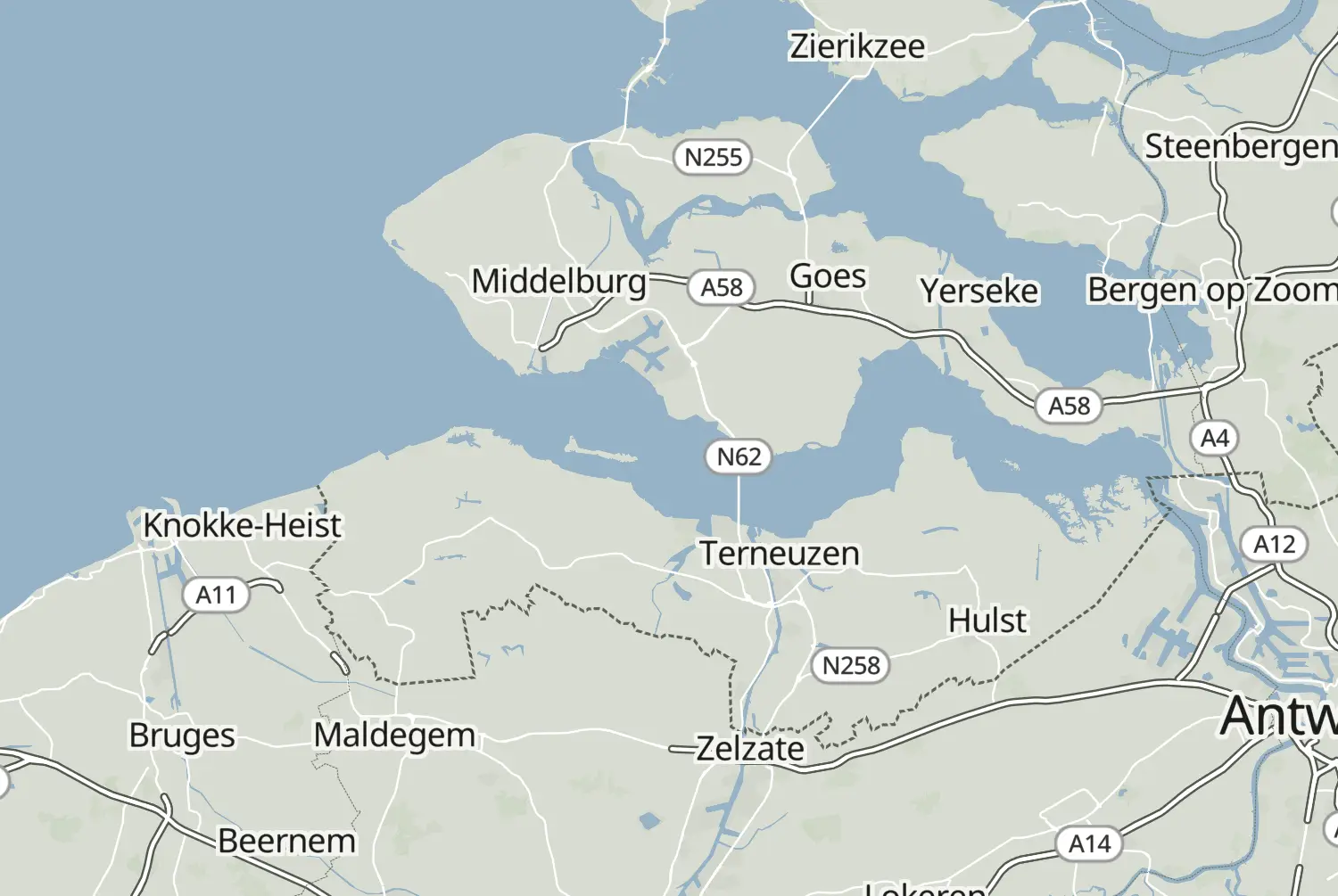Route map: Maldegem-Goes — East Flanders · Belgium