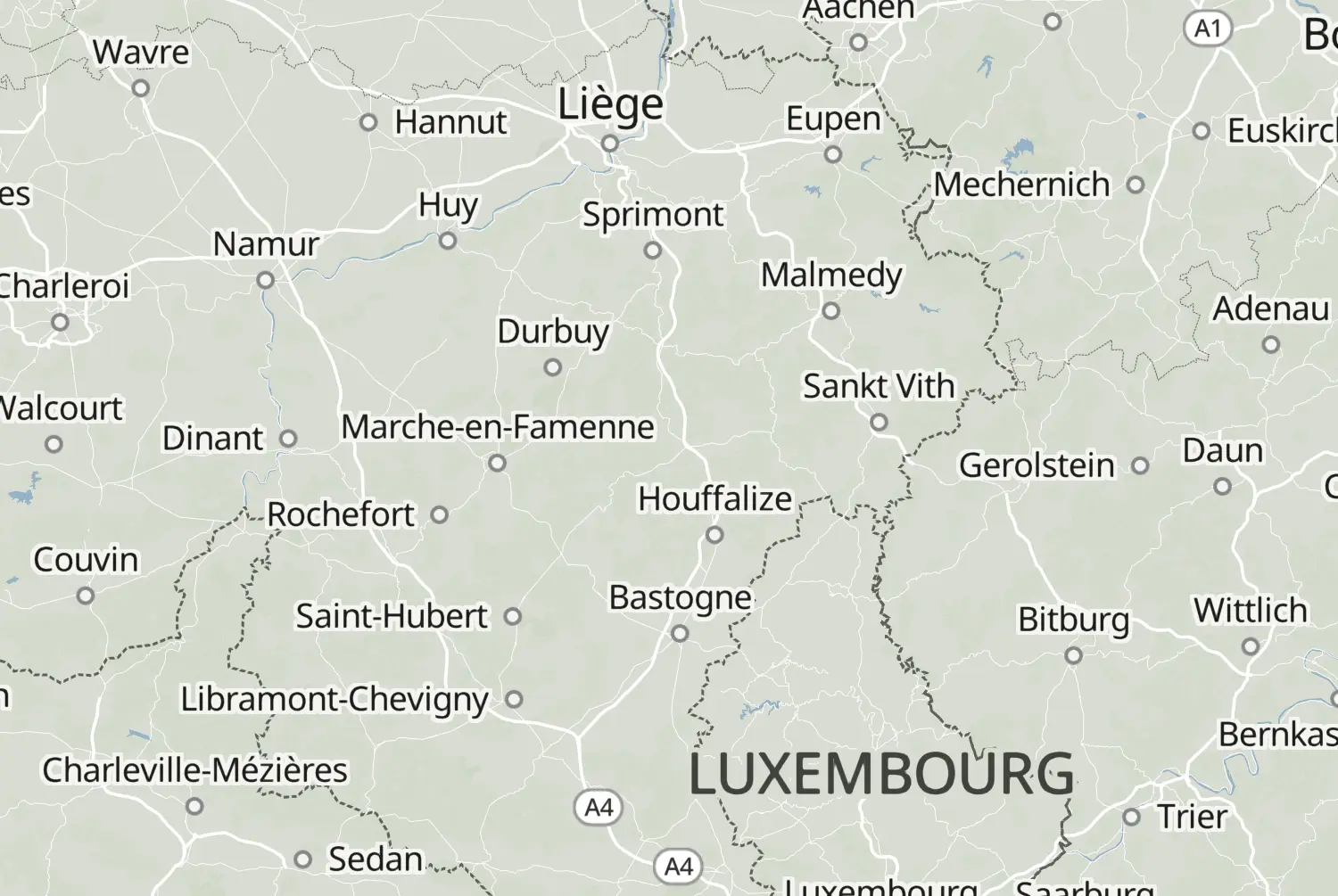 Route map: Hoei-Diekirch — Liège · Belgium