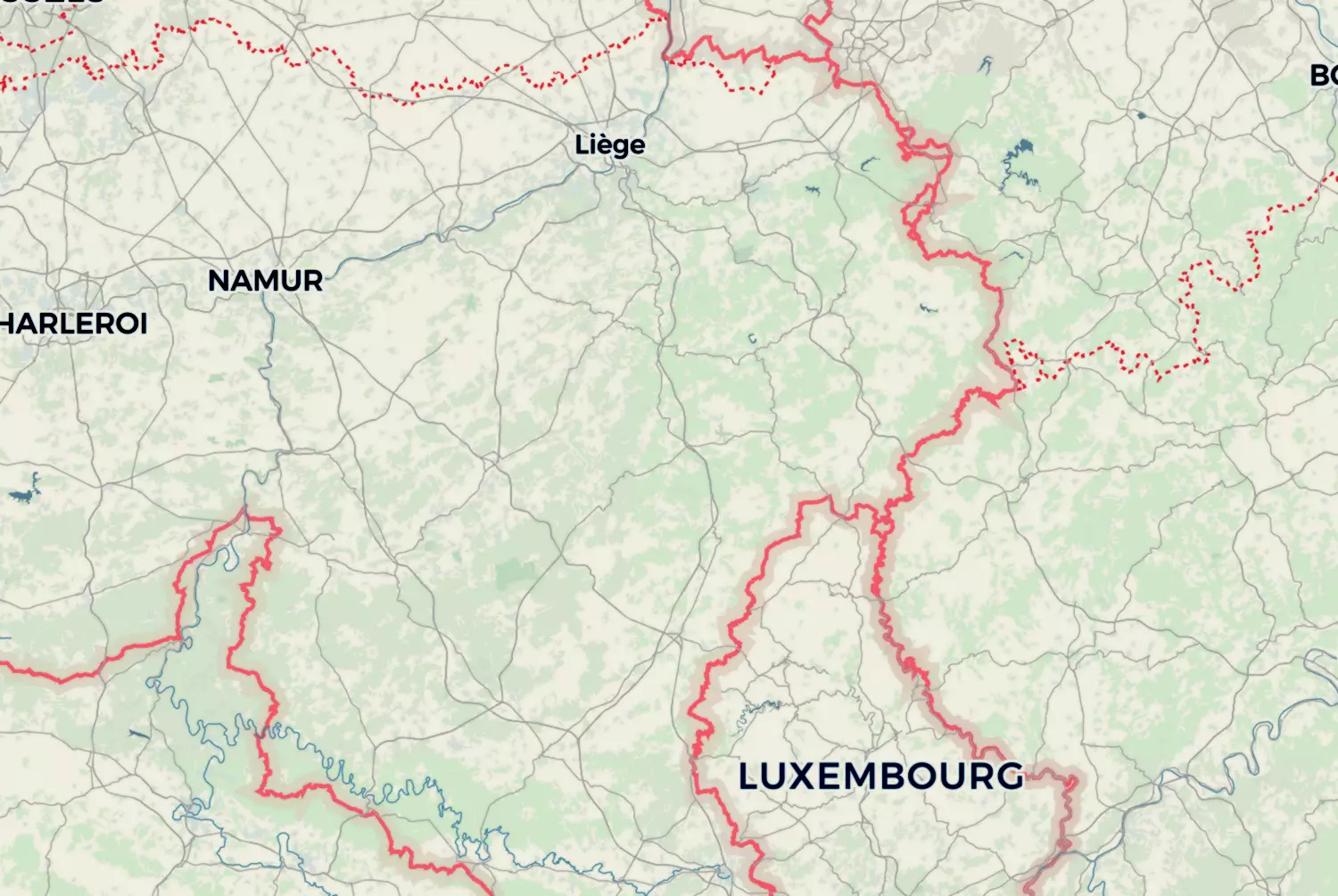Route map: Hoei-Diekirch — Liège · Belgium