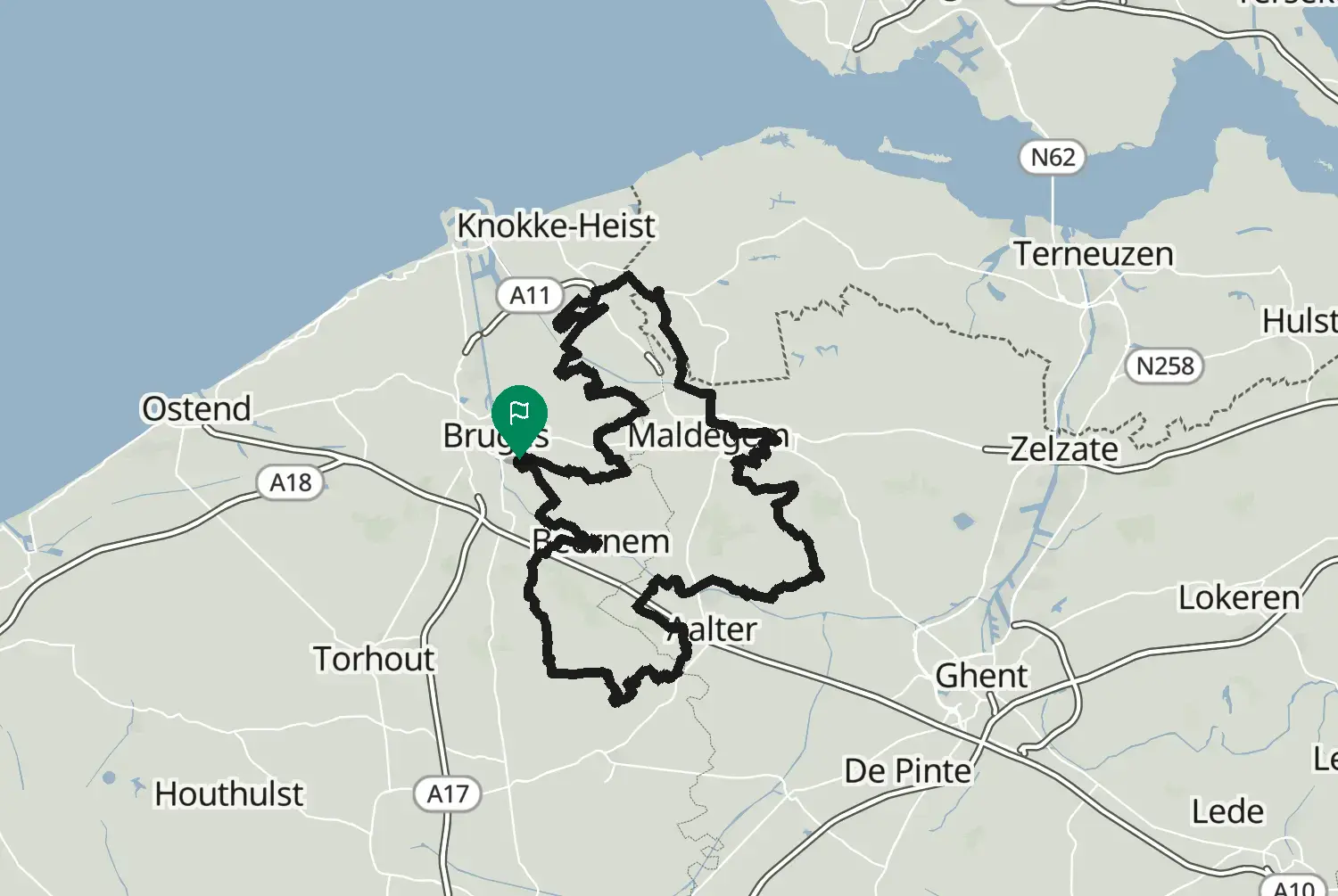 Route map: Noordzeetoerrit 2026 deel 1 — West Flanders · Belgium