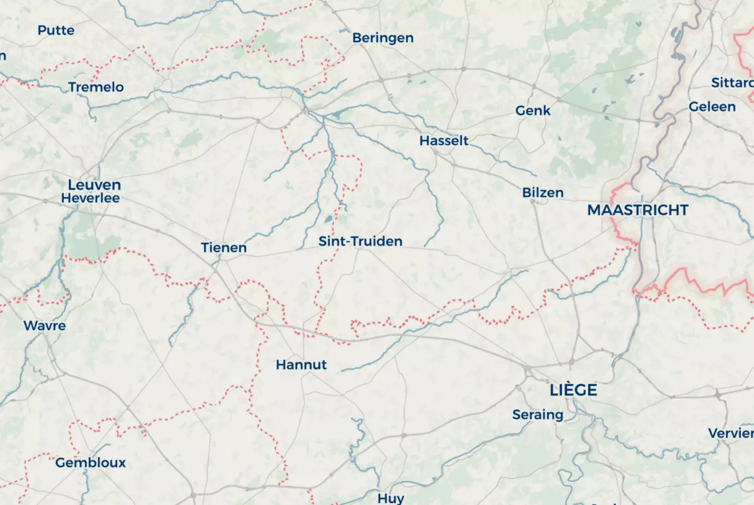 Route map: Jupille-Leuven — Liège · Belgium